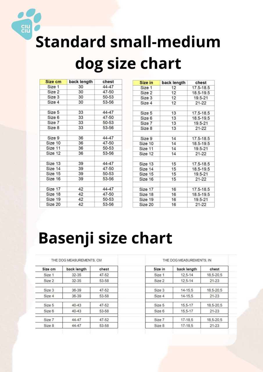 Measurements for Dog Clothes  CiuCiu - innovative and protective